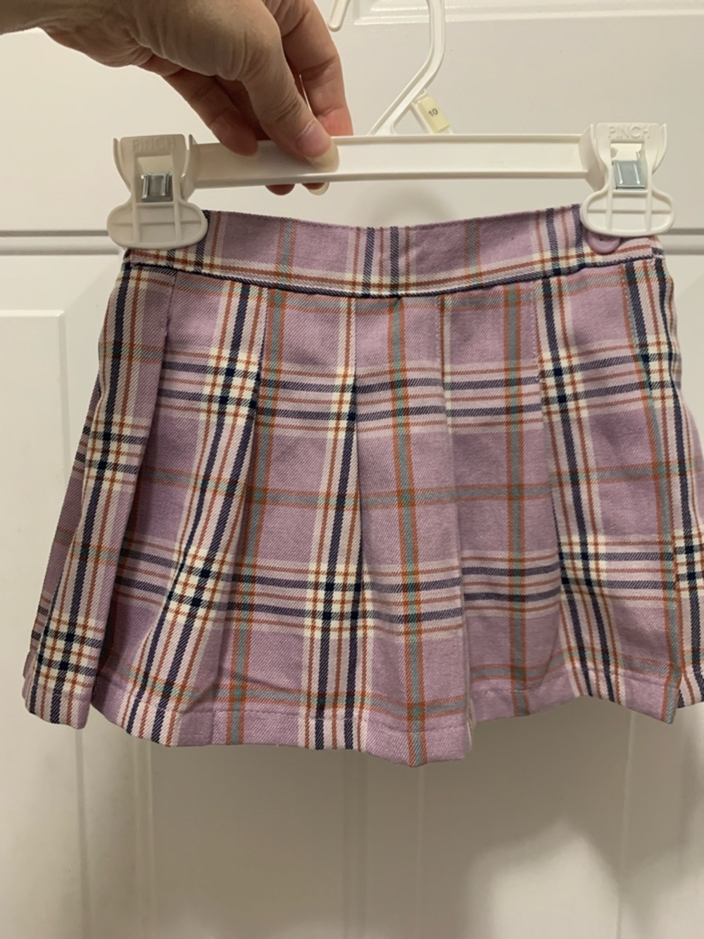 4/$10 Garanimals Lilac Plaid Pleated Skort w/ Orange & Navy Stripes Size 18 Mon